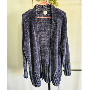 A New Day Blue Soft Cardigan Sweater Size LARGE Pleated Coverup Business Casual